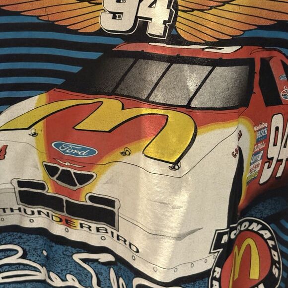NASCAR Vintage 90s Bill Elliot McDonald’s Racing T-Shirt Size XL - Picture 3 of 8